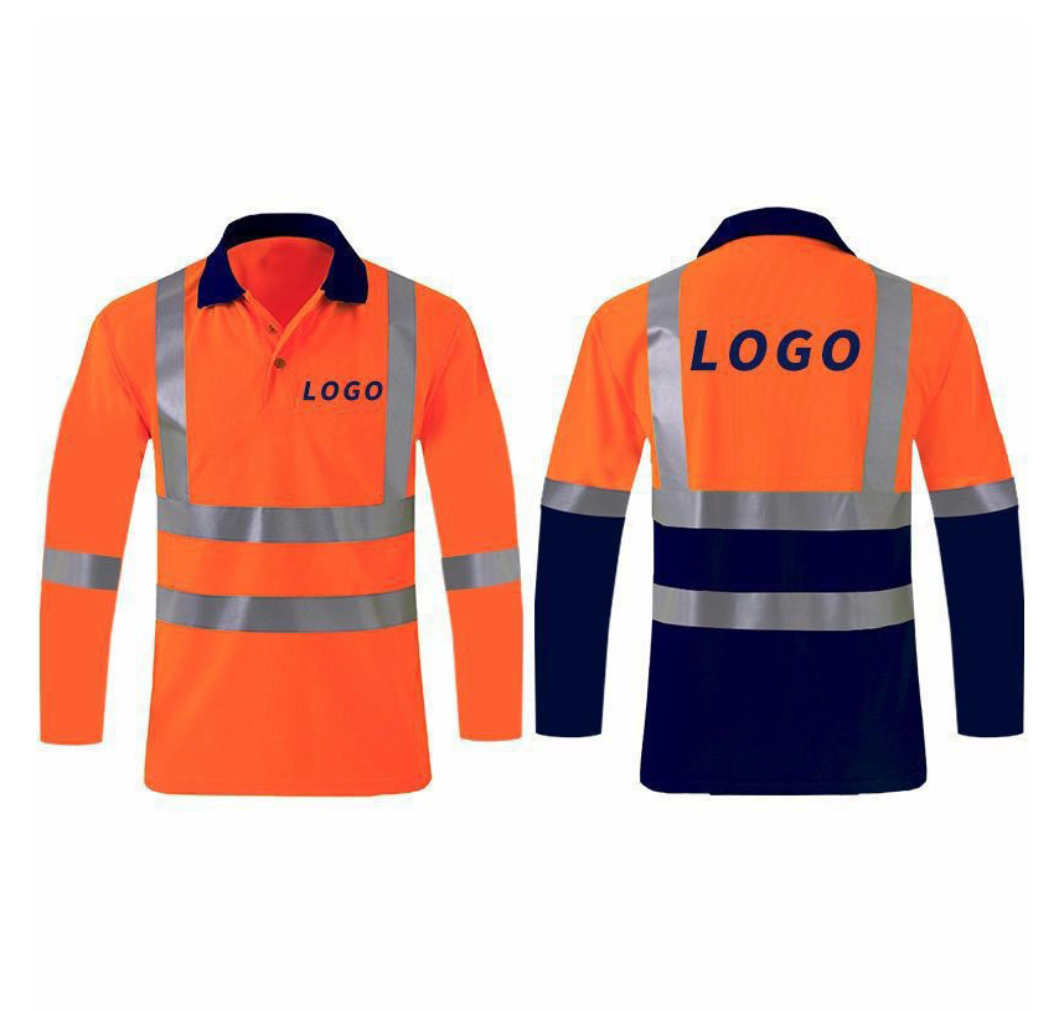 HiVis Construction Polo Reflective Safety Shirt High Visibility Workwear Tops For Men | SG2119X