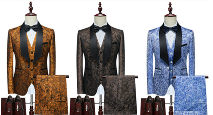 Completo da uomo 3 pezzi smoking set motivo floreale qualità premium blazer gilet e pantaloni set 3 pezzi festa di nozze e occasioni festive | 802 