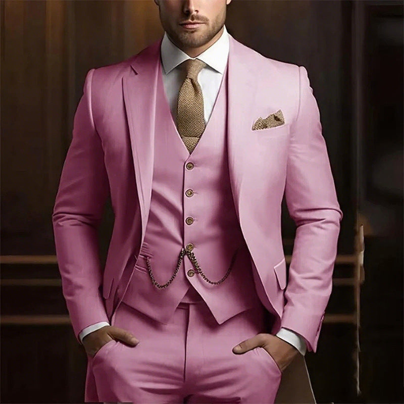 Premium 3-Piece Suit Set | Men’s Wedding & Banquet Suit with Vest | Tailored Fit Formal Wear in 20 Colors