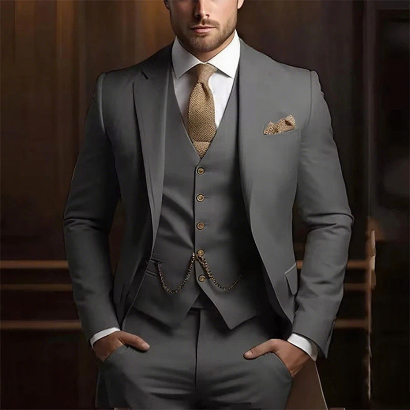 Premium 3-Piece Suit Set | Men’s Wedding & Banquet Suit with Vest | Tailored Fit Formal Wear in 20 Colors