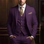 Premium 3-Piece Suit Set | Men’s Wedding & Banquet Suit with Vest | Tailored Fit Formal Wear in 20 Colors