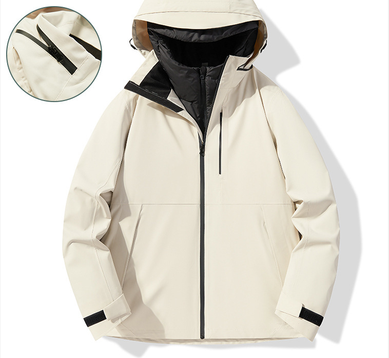 Men's Outdoor Jacket 90% Duck Down Filled Parka with Detachable Shell All-Season Waterproof Hiking Coat