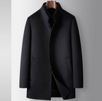 Benji Men's Wool Blend Overcoat with Detachable Rabbit Fur Lining | Winter Business Casual Topcoat for Men | Thick Mid-Length Wool Jacket| SDN682