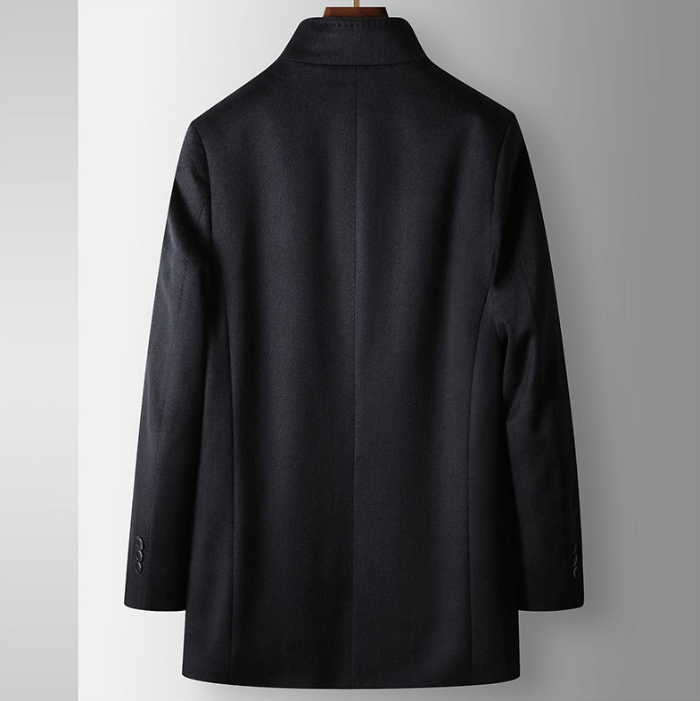 Benji Men's Wool Blend Overcoat with Detachable Rabbit Fur Lining | Winter Business Casual Topcoat for Men | Thick Mid-Length Wool Jacket| SDN682