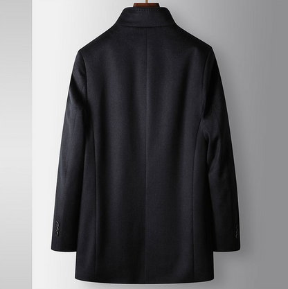 Benji Men's Wool Blend Overcoat with Detachable Rabbit Fur Lining | Winter Business Casual Topcoat for Men | Thick Mid-Length Wool Jacket| SDN682