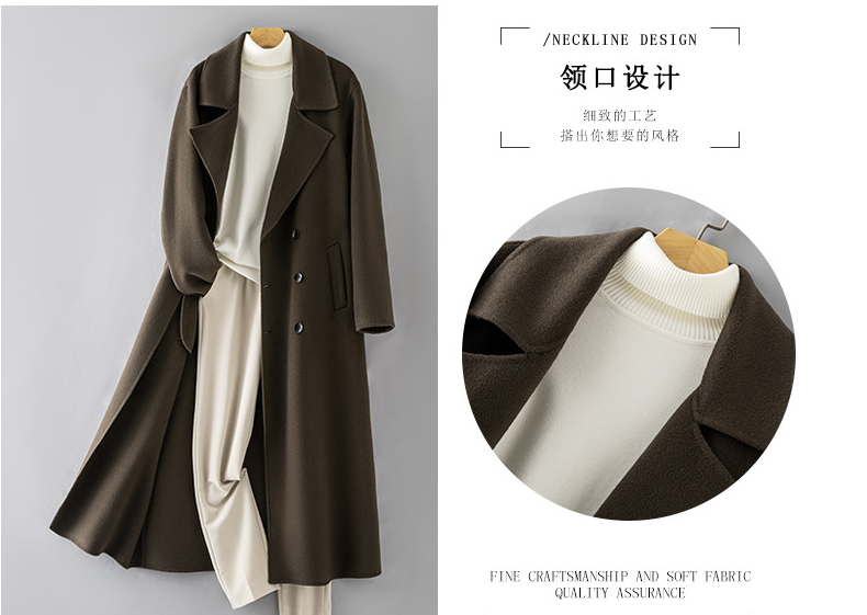 Ekeweer Longline 100% Wool Coat for Tall Men | Double-Faced Wool Overcoat | Handcrafted Fall & Winter Long Trench Coat | 86765