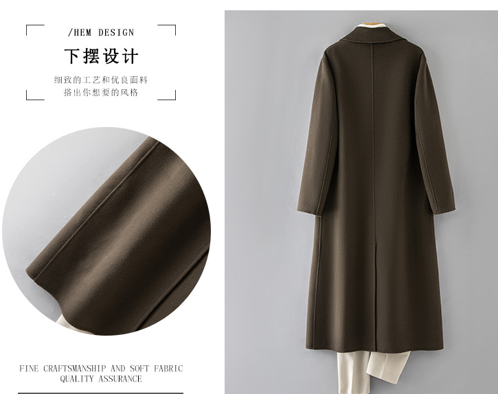 Ekeweer Longline 100% Wool Coat for Tall Men | Double-Faced Wool Overcoat | Handcrafted Fall & Winter Long Trench Coat | 86765