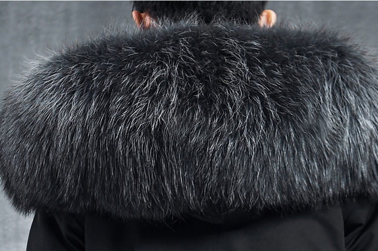 Aourun Men's Long Parka with Fox Fur Trim | 2025 Winter Hooded Jacket | Plush Mid-Length Faux Fur Lined Coat | 210