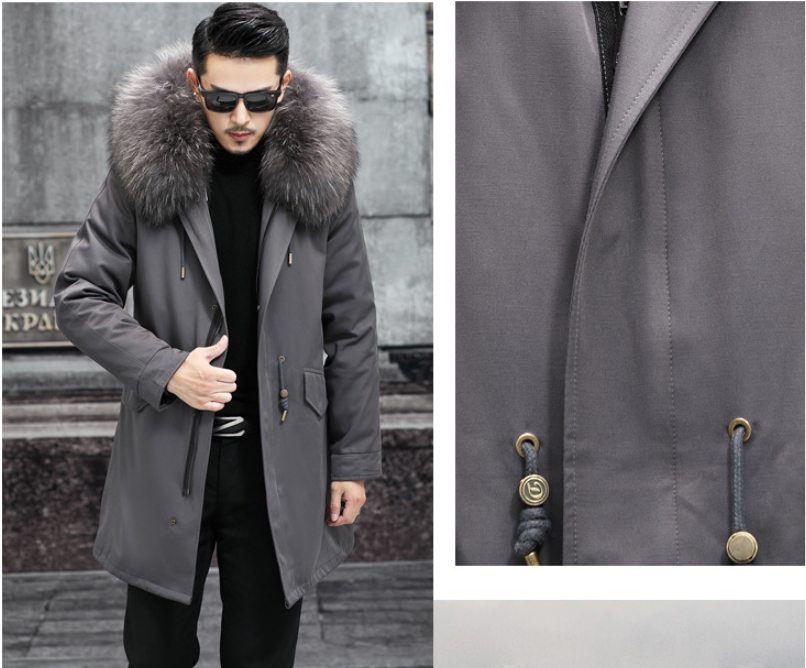 Snow Lotus Men's Mink Fur Parka | 2025 Winter Detachable Mink Lining Long Coat | Luxury Slim-Fit Fur-Trimmed Jacket | 215
