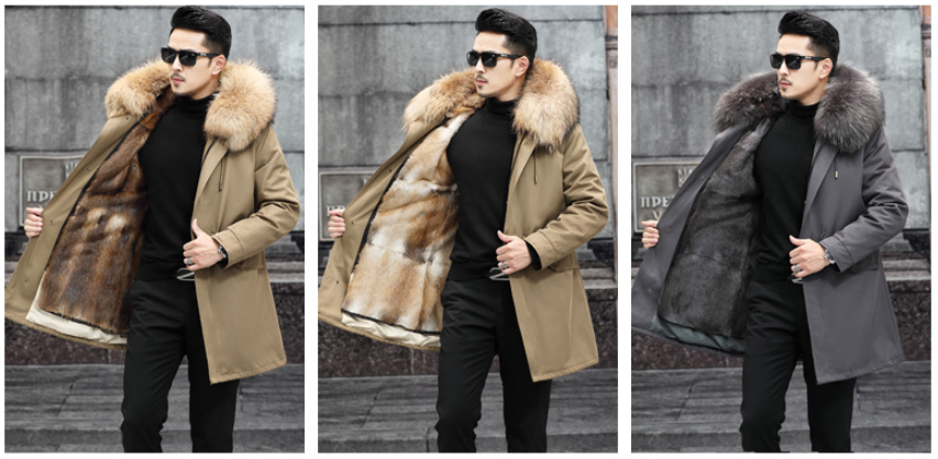 Snow Lotus Men's Mink Fur Parka | 2025 Winter Detachable Mink Lining Long Coat | Luxury Slim-Fit Fur-Trimmed Jacket | 215