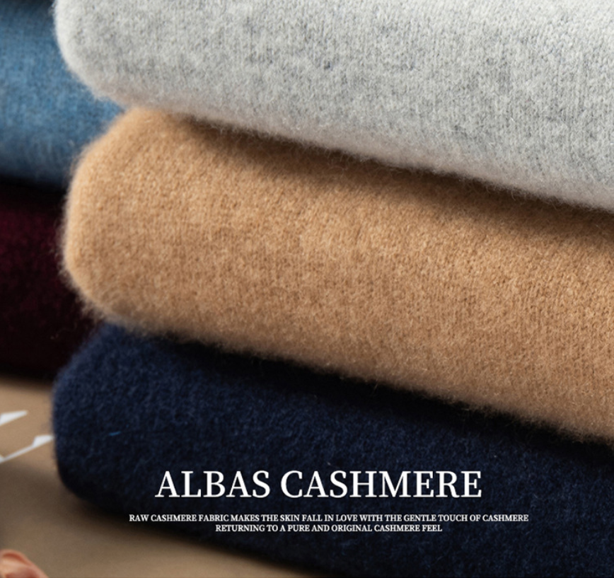 Men's Premium Cashmere Blend Sweater Chunky Knit Crew Neck Pullover Winter Warm Relaxed Fit Knitwear | JW-039