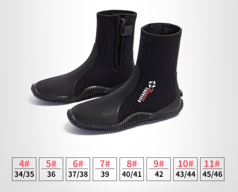 DIVE& SAIL 5MM Neoprene Dive Boots | High-Top Water Shoes for Surfing, Snorkeling & Beach | Anti-Slip Aqua Socks | D551178N
