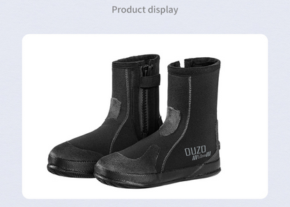 OUZO 5mm Neoprene Dive Boots | High-Top Puncture Resistant Water Shoes for Snorkeling & Surfing | Anti-Slip Beach Socks | BX5029-B
