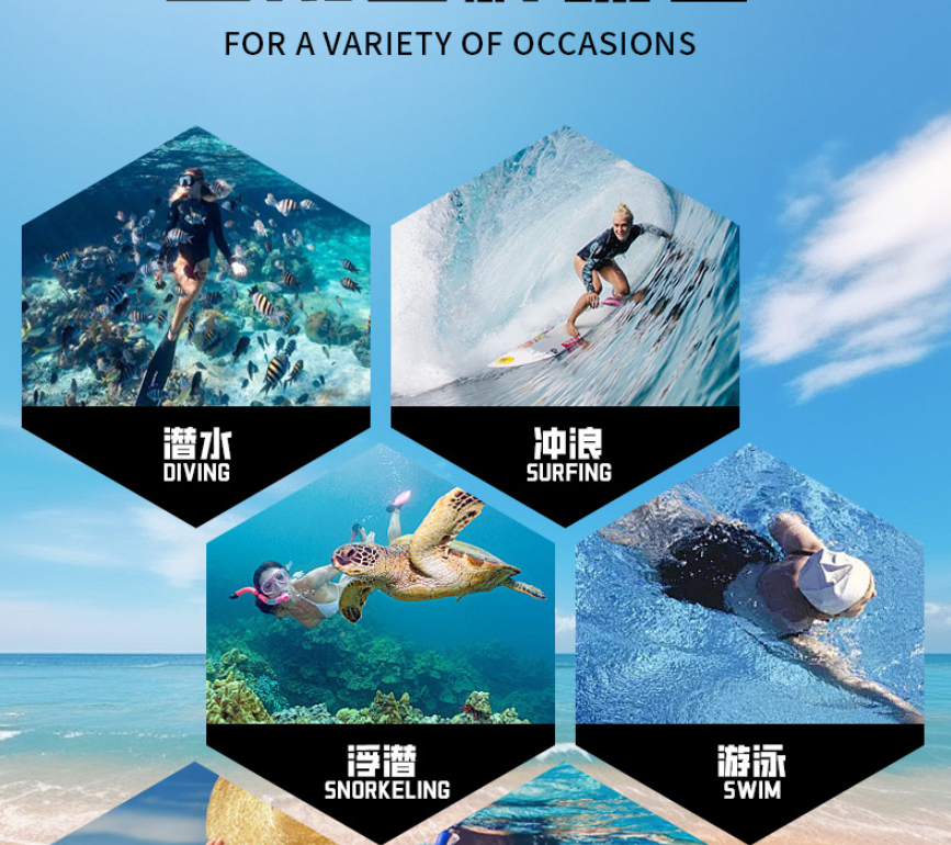 OUZO 5mm Neoprene Dive Boots | High-Top Puncture Resistant Water Shoes for Snorkeling & Surfing | Anti-Slip Beach Socks | BX5029-B