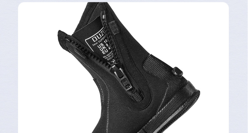 OUZO 5mm Neoprene Dive Boots | High-Top Puncture Resistant Water Shoes for Snorkeling & Surfing | Anti-Slip Beach Socks | BX5029-B