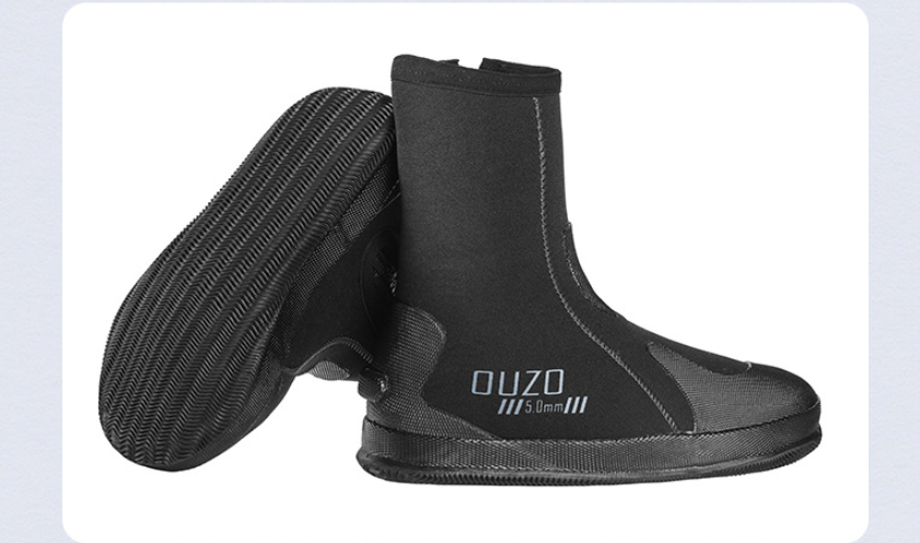 OUZO 5mm Neoprene Dive Boots | High-Top Puncture Resistant Water Shoes for Snorkeling & Surfing | Anti-Slip Beach Socks | BX5029-B