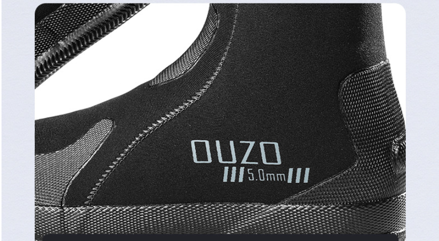 OUZO 5mm Neoprene Dive Boots | High-Top Puncture Resistant Water Shoes for Snorkeling & Surfing | Anti-Slip Beach Socks | BX5029-B