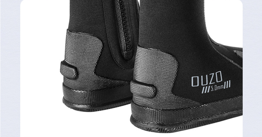 OUZO 5mm Neoprene Dive Boots | High-Top Puncture Resistant Water Shoes for Snorkeling & Surfing | Anti-Slip Beach Socks | BX5029-B