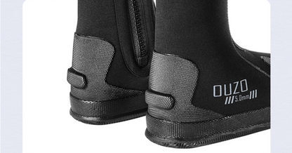 OUZO 5mm Neoprene Dive Boots | High-Top Puncture Resistant Water Shoes for Snorkeling & Surfing | Anti-Slip Beach Socks | BX5029-B