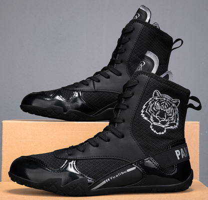 Qiku Bao Combat Sports Shoes | Unisex Wrestling & Boxing Shoes | Gum Rubber Sole for Muay Thai & Martial Arts | QK1139