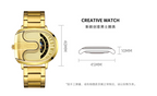 BESTWIN Men‘s Gold U-Shape Digital Chronograph Watch | Fashion Oval Dress Timepiece with Stainless Steel Bracelet | 988