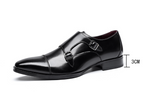 Men's Double Monk Strap Dress Shoes | Genuine Leather Business Oxfords with Height Boost | Square Toe Formal Footwear | HK5009-2