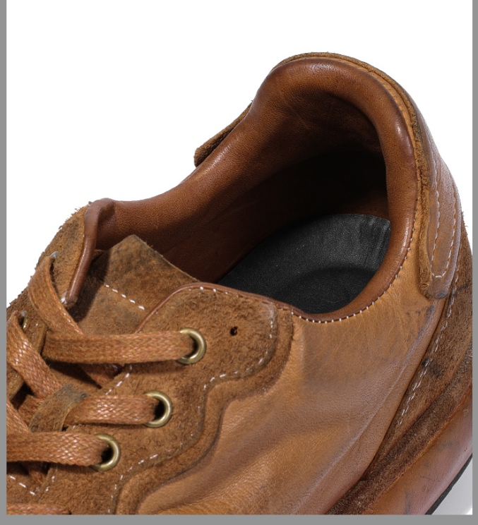 BRIGHT FEATHER Italian Handmade Men's Horsehide Derby Shoes | Vintage Distressed Thick Sole Genuine Leather Trainers