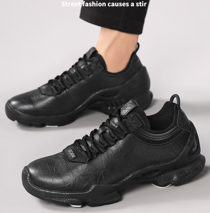 Men’s Leather Waterproof Walking Trainers | Business Casual Outdoor Sneakers | Soft Cushioned Comfort Shoes