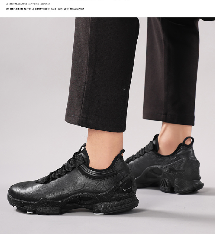 Men’s Leather Waterproof Walking Trainers | Business Casual Outdoor Sneakers | Soft Cushioned Comfort Shoes