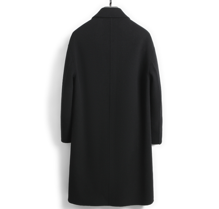 100% Wool Double-Faced Long Coat Men | Premium Tailored Overcoat | Business & Casual Winter Outerwear Wool Trench Coat