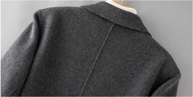 100% Wool Double-Faced Long Overcoat | 2026 Handcrafted Knee-Length Coat with Padded Shoulders | Premium Winter Outerwear | 86767