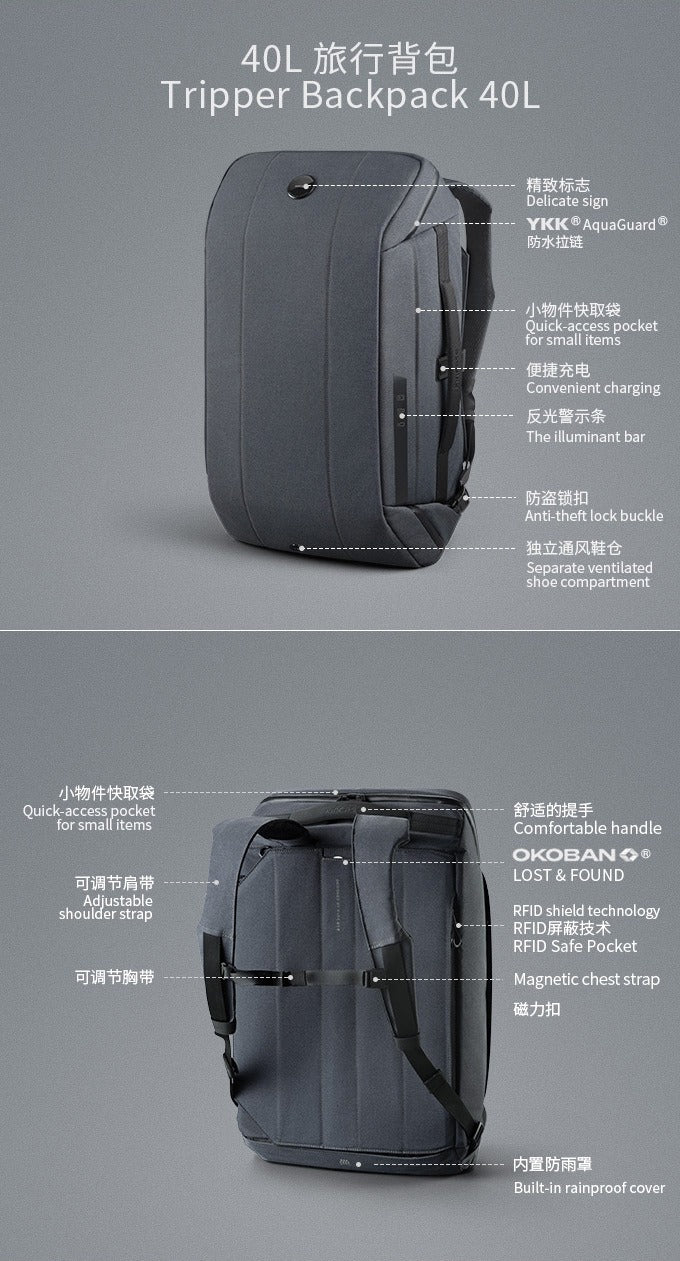 KINCASE Premium Business-Laptop- und Reiserucksack mit großem Fassungsvermögen – Wasserabweisend, Diebstahlschutz, RFID-Schutz | KC-1816 