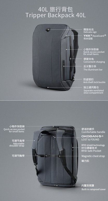 KINCASE Premium Business-Laptop- und Reiserucksack mit großem Fassungsvermögen – Wasserabweisend, Diebstahlschutz, RFID-Schutz | KC-1816 