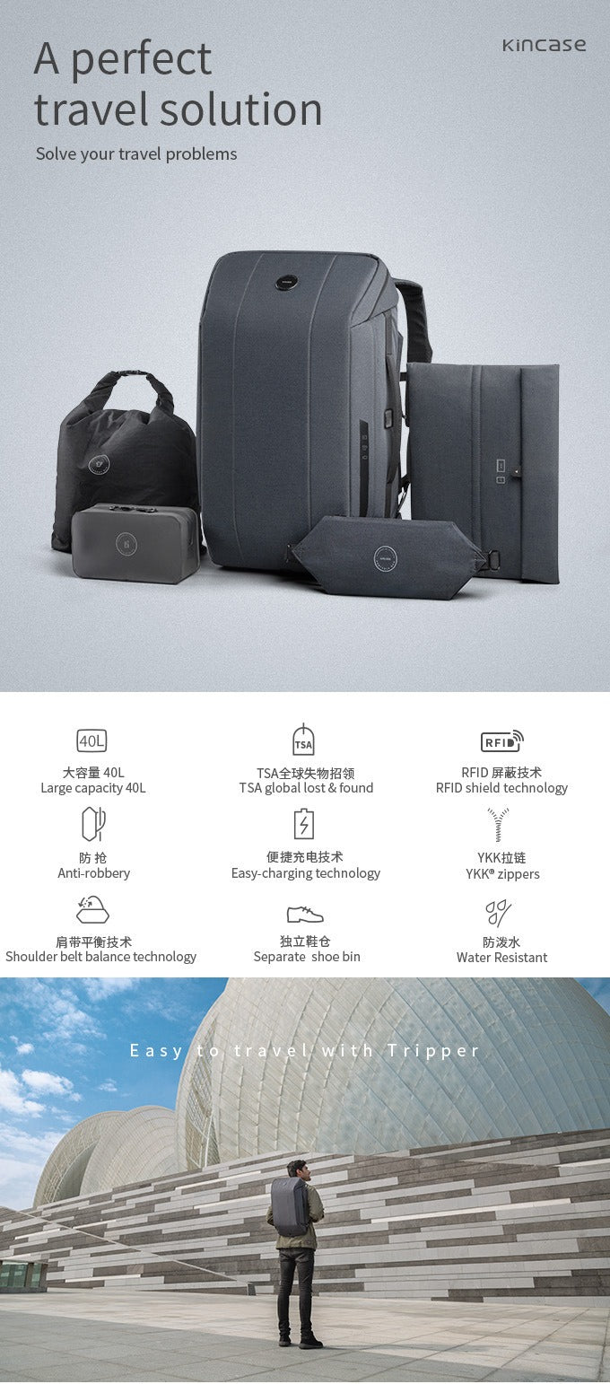 KINCASE Premium Business-Laptop- und Reiserucksack mit großem Fassungsvermögen – Wasserabweisend, Diebstahlschutz, RFID-Schutz | KC-1816 