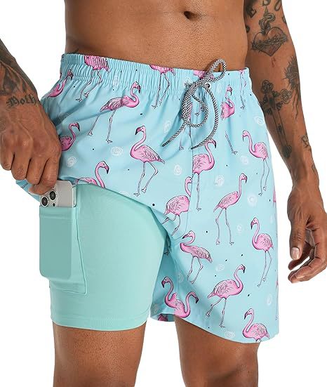 Sommer-Strandshorts mit 3D-Druck für Herren, doppellagig, schnelltrocknend, atmungsaktiv, auffällige Designs | SCDK-QK 