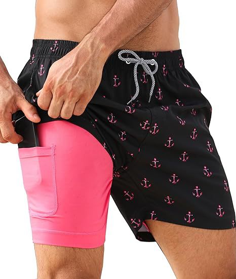 Sommer-Strandshorts mit 3D-Druck für Herren, doppellagig, schnelltrocknend, atmungsaktiv, auffällige Designs | SCDK-QK 