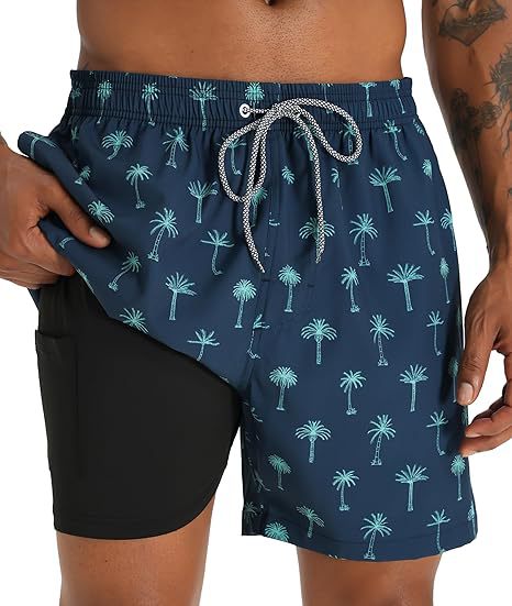 Sommer-Strandshorts mit 3D-Druck für Herren, doppellagig, schnelltrocknend, atmungsaktiv, auffällige Designs | SCDK-QK 