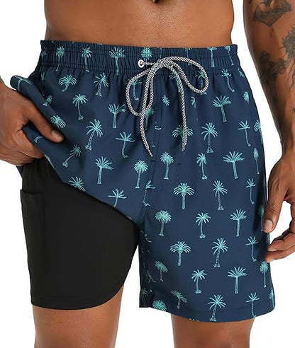 Sommer-Strandshorts mit 3D-Druck für Herren, doppellagig, schnelltrocknend, atmungsaktiv, auffällige Designs | SCDK-QK 