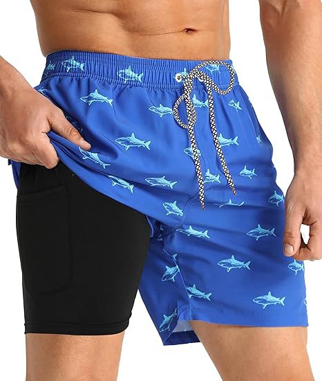 Sommer-Strandshorts mit 3D-Druck für Herren, doppellagig, schnelltrocknend, atmungsaktiv, auffällige Designs | SCDK-QK 