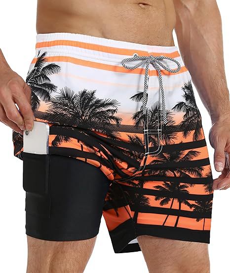 Sommer-Strandshorts mit 3D-Druck für Herren, doppellagig, schnelltrocknend, atmungsaktiv, auffällige Designs | SCDK-QK 