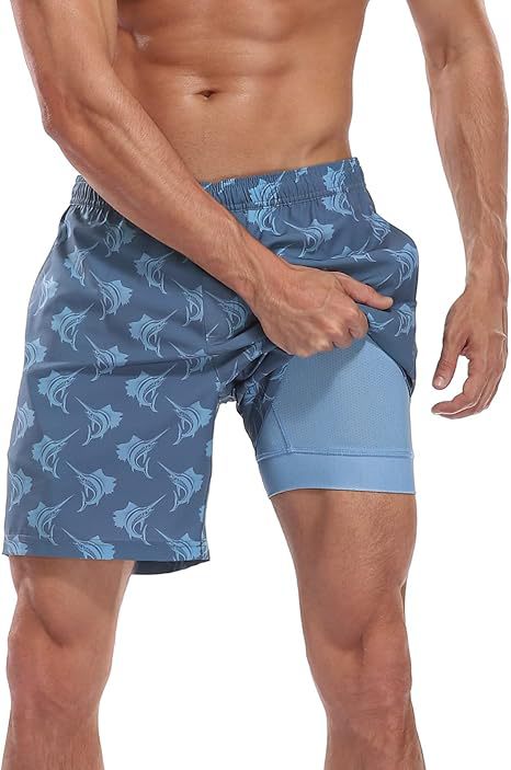 Sommer-Strandshorts mit 3D-Druck für Herren, doppellagig, schnelltrocknend, atmungsaktiv, auffällige Designs | SCDK-QK 