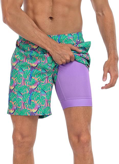 Sommer-Strandshorts mit 3D-Druck für Herren, doppellagig, schnelltrocknend, atmungsaktiv, auffällige Designs | SCDK-QK 