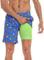 Sommer-Strandshorts mit 3D-Druck für Herren, doppellagig, schnelltrocknend, atmungsaktiv, auffällige Designs | SCDK-QK 