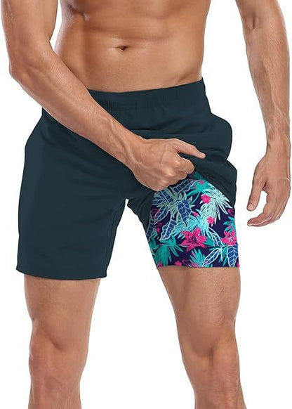 Sommer-Strandshorts mit 3D-Druck für Herren, doppellagig, schnelltrocknend, atmungsaktiv, auffällige Designs | SCDK-QK 