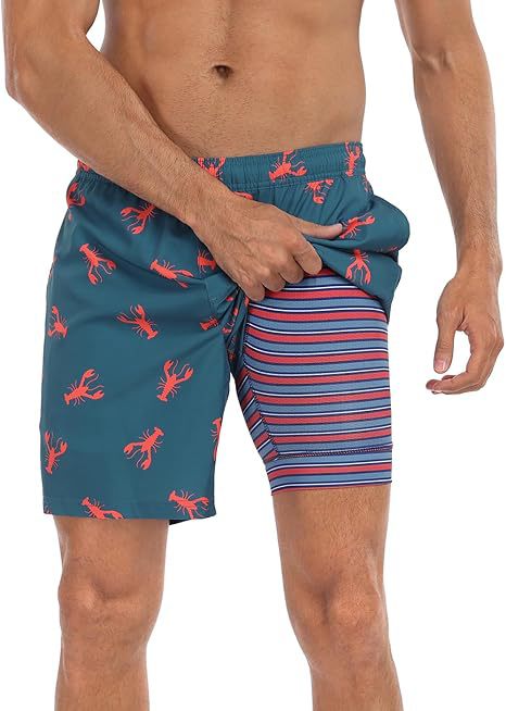 Sommer-Strandshorts mit 3D-Druck für Herren, doppellagig, schnelltrocknend, atmungsaktiv, auffällige Designs | SCDK-QK 