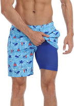 Sommer-Strandshorts mit 3D-Druck für Herren, doppellagig, schnelltrocknend, atmungsaktiv, auffällige Designs | SCDK-QK 