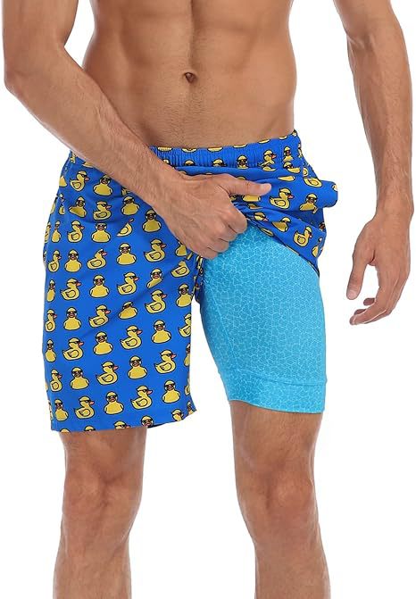 Sommer-Strandshorts mit 3D-Druck für Herren, doppellagig, schnelltrocknend, atmungsaktiv, auffällige Designs | SCDK-QK 