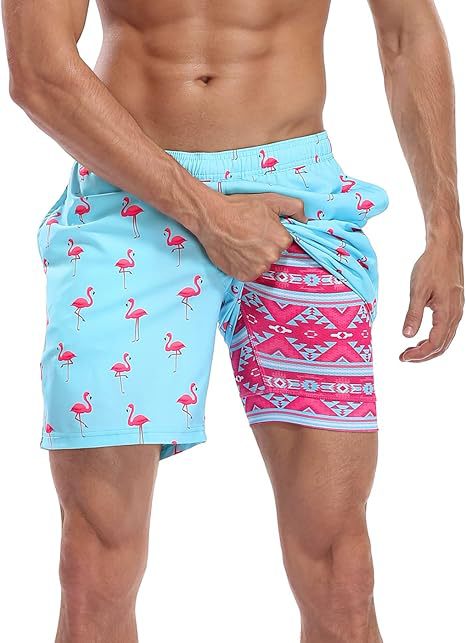 Sommer-Strandshorts mit 3D-Druck für Herren, doppellagig, schnelltrocknend, atmungsaktiv, auffällige Designs | SCDK-QK 