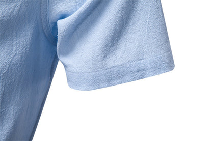Japanisches minimalistisches Kurzarmhemd aus Leinenmischung für Herren – Sommerliches Slim-Fit-Freizeitoberteil | SH2039
