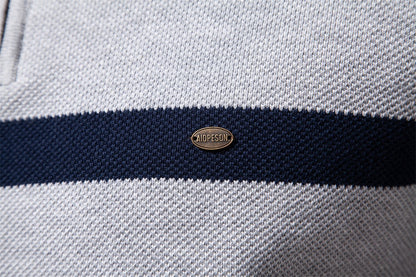 Herren-Strickpullover mit Stehkragen und halbem Reißverschluss – Lässiger Colorblock-Pullover | SW135 